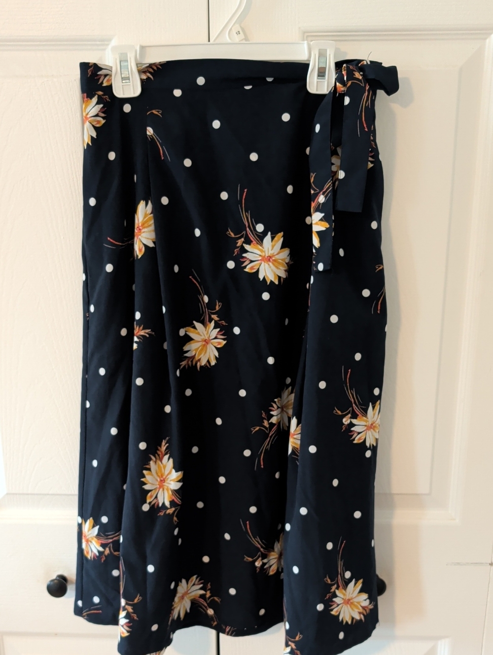 Banana Republic Navy Floral & Polka Dot Wrap Skirt